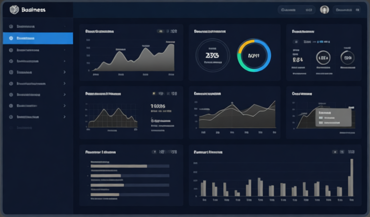 Illustrative Dashboard-Ansicht mit Kennzahlen und Diagrammen